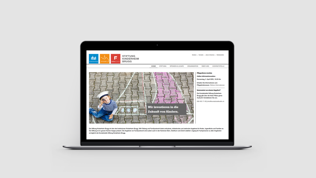 Referenz Stiftung Kinderheim Brugg Vorschau Webseite Stiftung Kinderheim Brugg